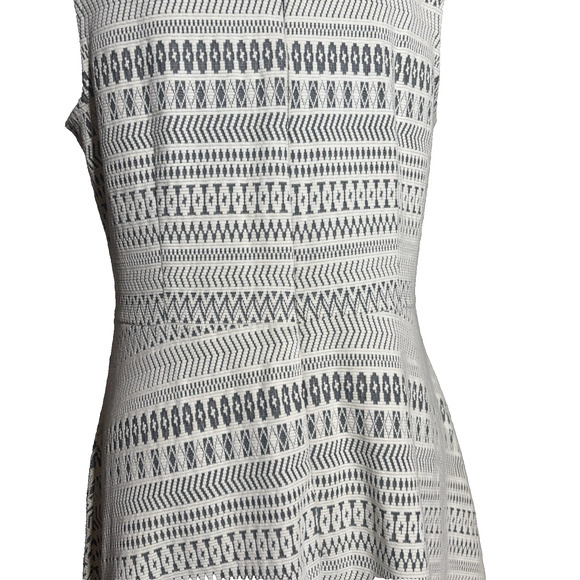 Banana Republic Womens Jacquard Knit Dress Sz 12P Ivory Black Cotton Blend - Picture 8 of 11